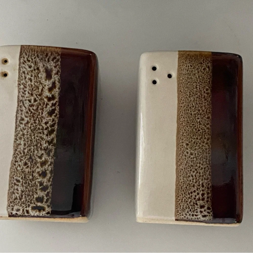 Pier 1 Salt & Pepper Shakers‎ Retired Mid Century Modern Ceramic Brown